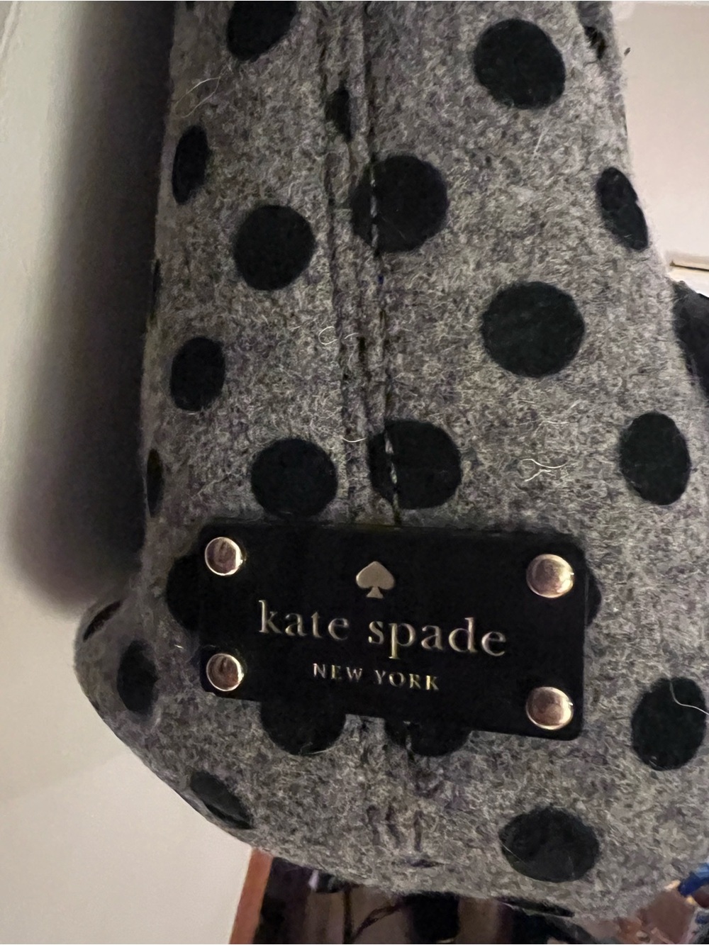 kate spade Gray and Black Polka Dot Bow Shoulder Bag - Picture 2 of 6